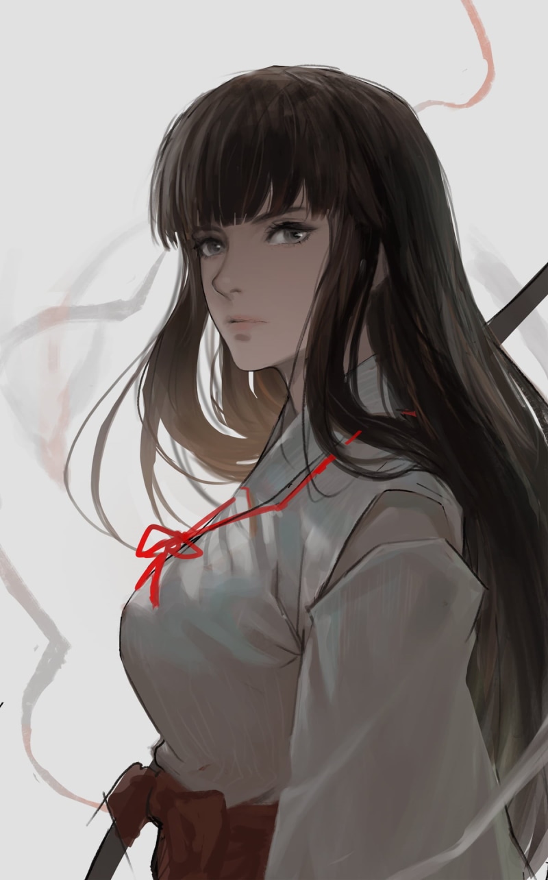 anime girls, anime, miko, Inuyasha, Kikyo, 1080P