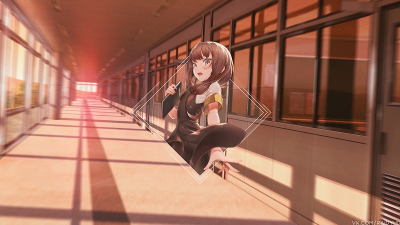 picture-in-picture, Miko Iino, anime girls, anime, 4K, school uniform, school