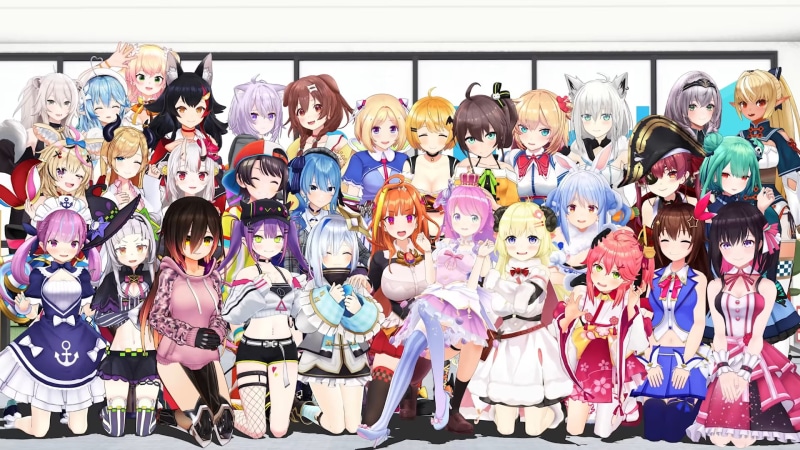 Shiranui Flare, Nakiri Ayame, Shishiro Botan, Akai Haato, Roboco, Yozora Mel, Kiryu Coco, Shirogane Noel, Yukihana Lamy, Nekomata Okayu, Himemori Luna