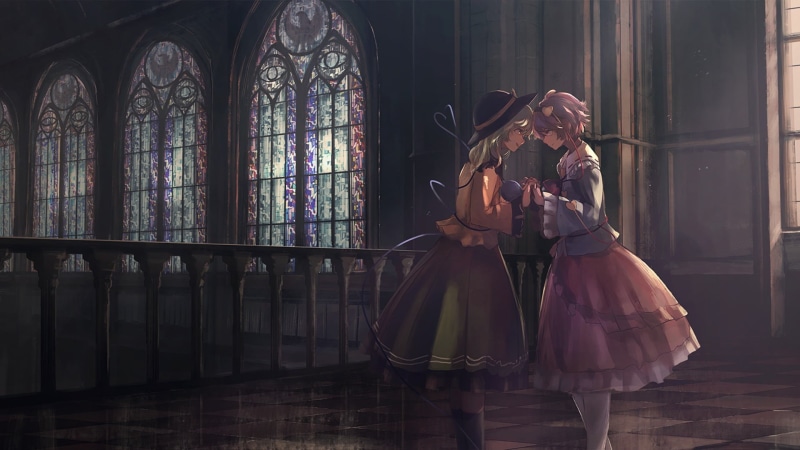 1080P, adult, anime girls, clothing, Komeiji Satori, indoors, place of worship, building, real people, day, belief, Komeiji Koishi, women, architecture