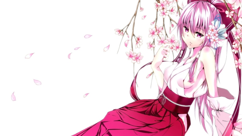 anime, anime girls, Touhou, 1080P, Hakurei Reimu, miko, cherry blossom