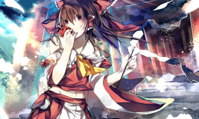 Touhou, outdoors, celebration, Hakurei Reimu, female, no people, low angle view, still life, representation, animal representation, multi colored, festival