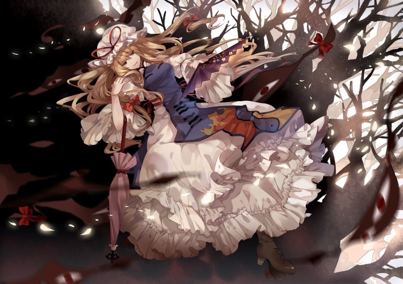 Yakumo Yukari, white color, paper, crumpled paper, anime, still life, 480P, fashion, creativity, no people, messy, costume, close-up, crumpled, high angle view