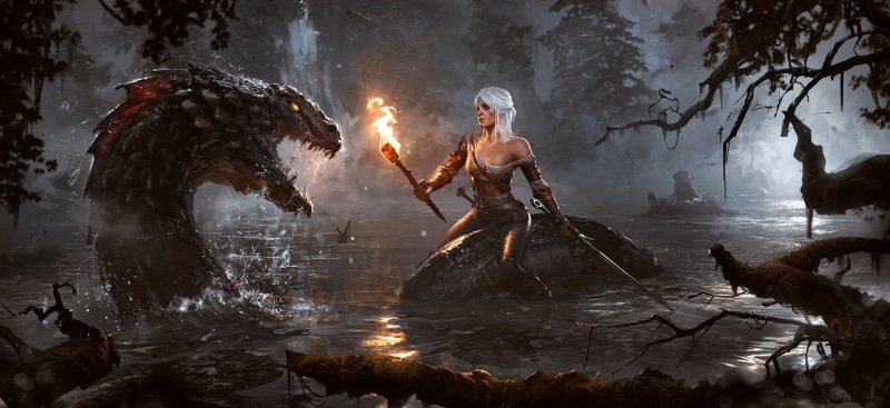 witcher, one Person, The Witcher 3: Wild Hunt, full length, standing, fire, riding, sword, Cirilla Fiona Elen Riannon, adult, people, outdoors, arts culture and entertainment