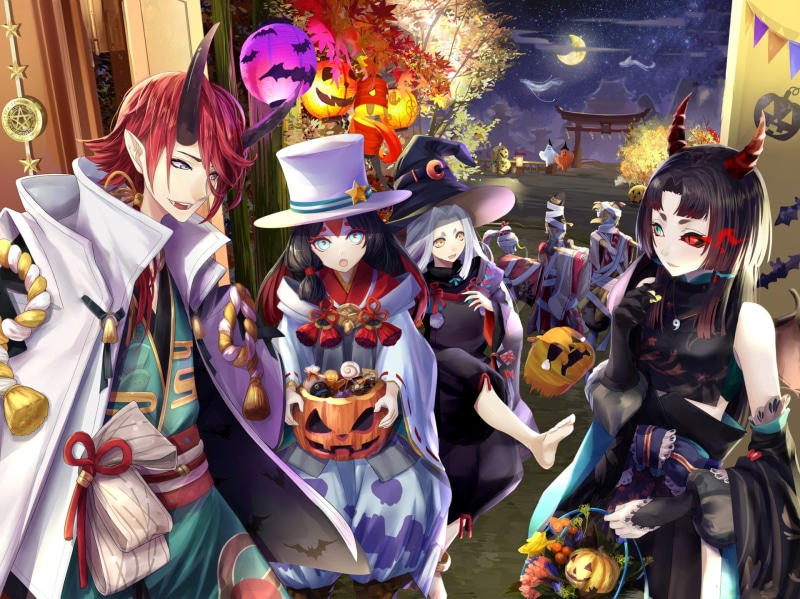 Japanese Clothes, Anime, 1080P, Original, Boy, Night, Moon, Onmyoji, Girl, Pumpkin, Cosplay, Halloween