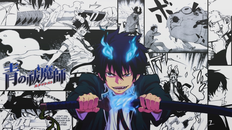 manga, digital composite, 1080P, built structure, day, female likeness, craft, Blue Exorcist, creativity, male likeness, multi colored, indoors, statue