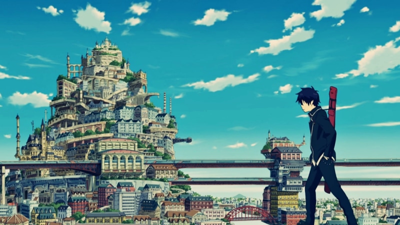history, outdoors, travel, women, building exterior, two people, anime, people, architecture, men, cloud - sky, 1080P, building, built structure, place of worship