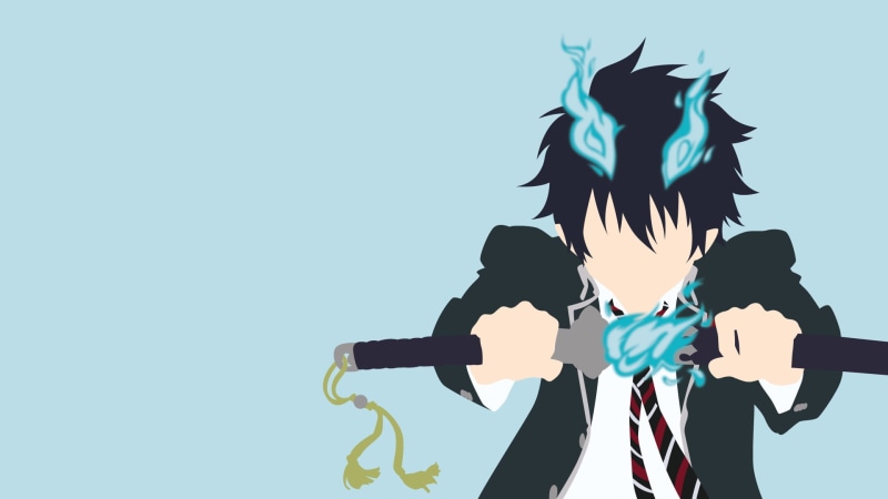 Tie, 1080P, Weapon, exorcist, Blue Exorcist, Katana, Anime, Rin Okumura, Horns, Flame, Ao No Exorcist, ao, Sword, okumura, Minimalist, Black Hair, rin