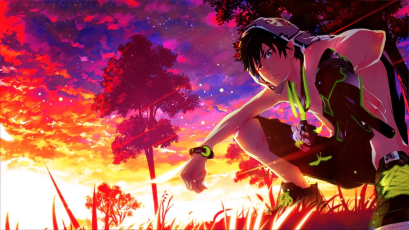 three quarter length, young adult, nature, plant, tree, rin okumura, side view, low angle view, 1080P, celebration, outdoors, scenic, Anime, illuminated