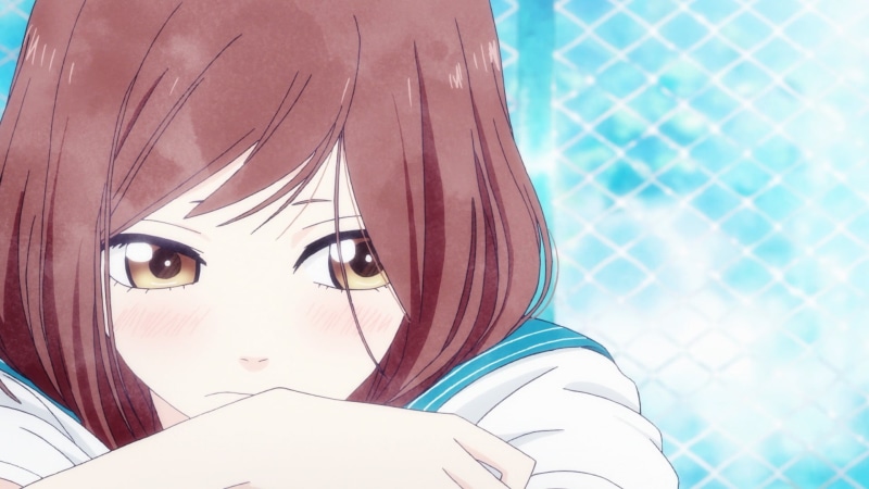 1080P, lifestyles, digital composite, Ao Haru Ride, looking at camera, human face, leisure activity, anime, young adult, beautiful woman, human body part
