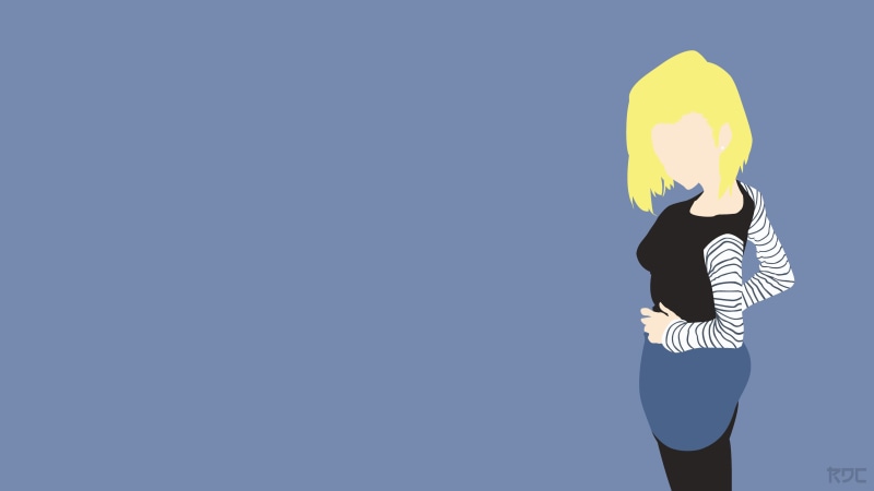 4K, Android 18, Dragon Ball Z, simple background, anime girls, Rendracula, minimalism, Dragon Ball