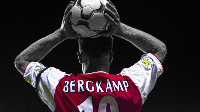 selective coloring, men, indoors, team sport, black background, healthy lifestyle, Dennis Bergkamp, young adult, sports clothing, sport, clothing, standing
