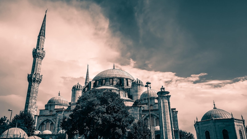 mosque, place of worship, turkey, dome, islamic mosque, tourism, spire, built structure, low angle view, city, sky, outdoors, spirituality, building, architecture