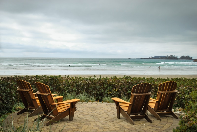 sitting, relaxation, table, day, sea, horizon over water, porch, sky, absence, adirondack, walkway, people, person, chair, empty, water, dining table, furniture