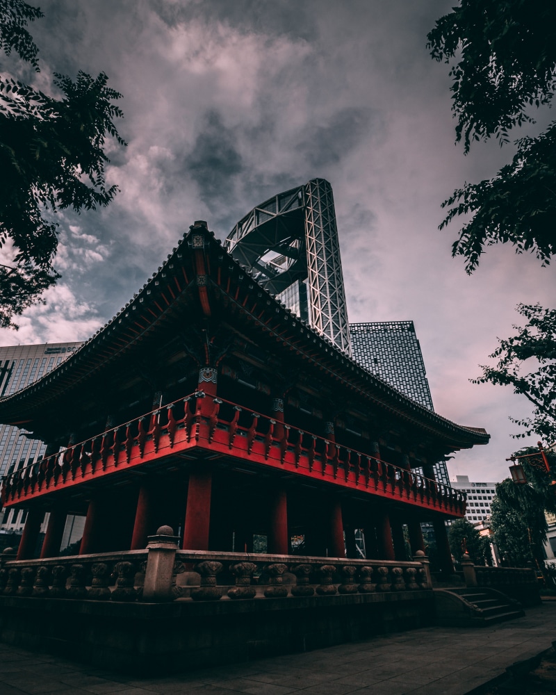 roof, tree, 4K, architecture, no people, belief, built structure, seoul, low angle view, building, day, tower, pagoda, place of worship, sky, outdoors