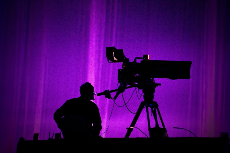 photography themes, technology, purple, camera - photographic equipment, 4K, silhouette, electric lamp, filming, camera operator, home video camera, television camera