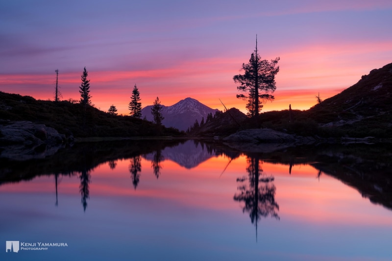 Heart Lake, 1080P, Mount Shasta, mountain, photographer, Kenji Yamamura, sunset, reflection