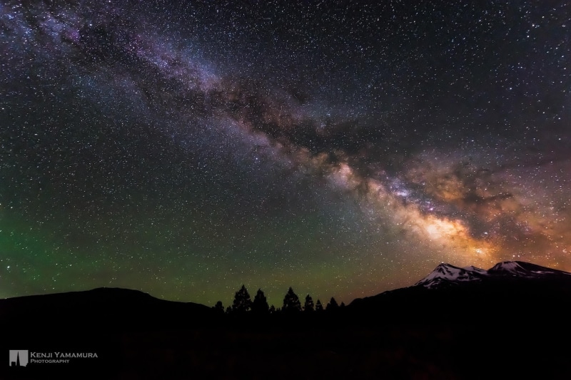 scenics - nature, tranquil scene, star field, mountain, photographer, the sky, stars, star, silhouette, majestic, nature, milky way, Kenji Yamamura, environment