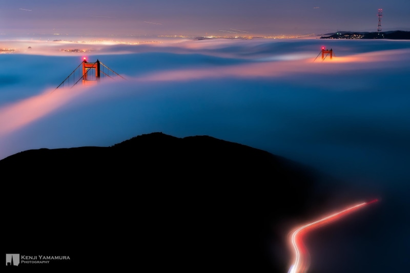 lights, 1080P, the Golden Gate bridge, photographer, Kenji Yamamura, fog, San Francisco