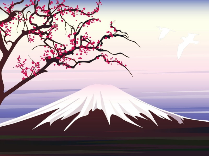 mount, 480P, Landscape, fujisan, art, mountains, Ukiyoe, nature, Sakura, hd