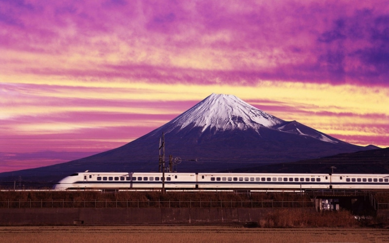 mountain, Mount Fuji, architecture, land, Vehicles, beauty in nature, landscape, snowcapped mountain, mountain peak, 1080P, nature, no people, sunset