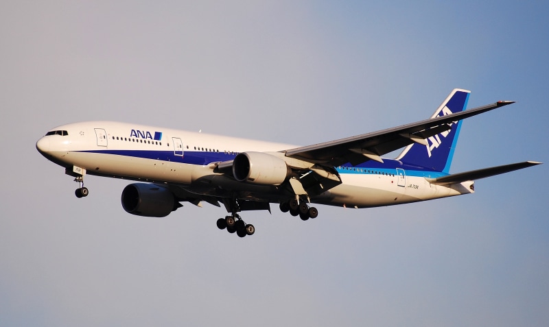 travel, air vehicle, all nippon airways, flying, engine, aircraft, sky, landing, journey, piloting, wind, aerospace industry, no people, propeller, boeing 777