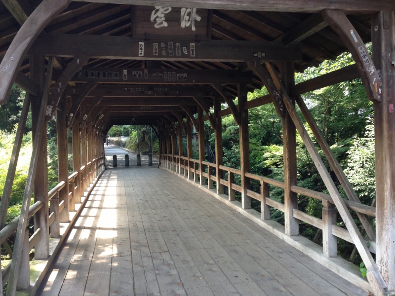 bridge, kyoto, the way forward, empty, footpath, day, 2K, k, wooden, outdoors, nature, shadow, ceiling, architectural column, park, no people, tree, architecture