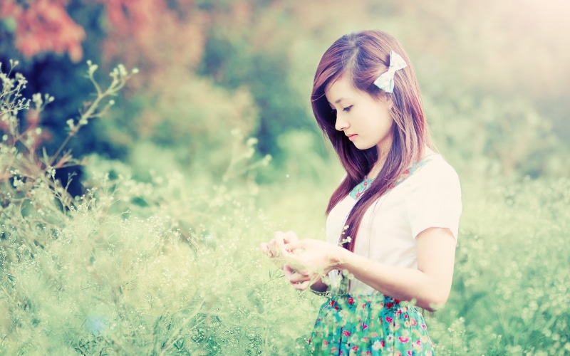 Grass, Japanese, Lovely, 1080P, Girl