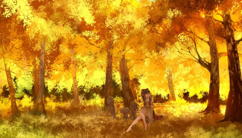 4K, tree, young adult, outdoors, autumn, young women, one person, change, beautiful woman, clothing, lifestyles, beauty in nature, land, Hakurei Reimu