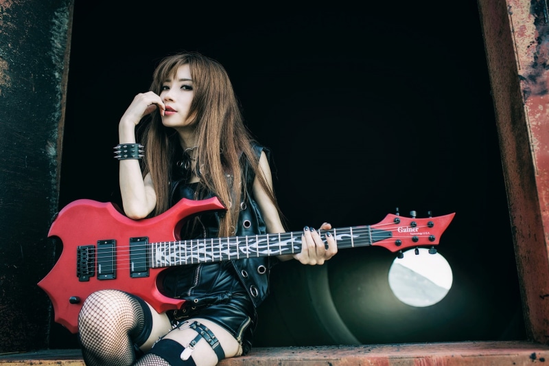 1080P, women, Asian, guitar, musical instrument, garter belt