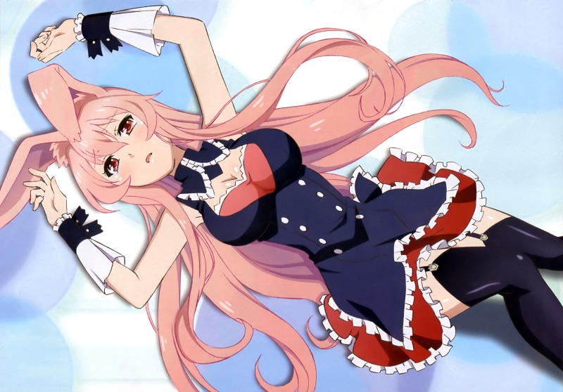 bunny, bunnygirl, cleavage, stockings, garter, kara, desu, tachi, thighhighs, belt, scan, mondaiji, sou, animal, isekai, ears, kuru, 2K, cuffs
