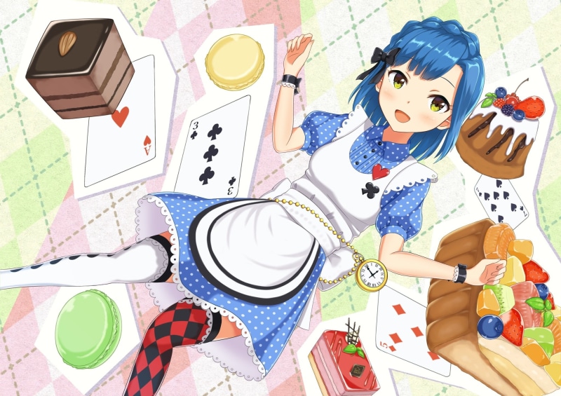 blue, cosplay, nanao, yuriko, com, tagme, apron, hair, short, green, alice, konachan, (artist), braids, 1080P, wonderland, 250718, eyes, dress, wristwear