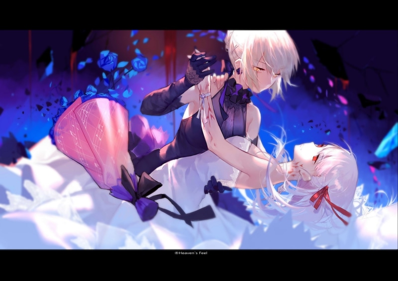 247533, 2girls, lee, rose, sakura, wristwear, flowers, matou, red, joseph, hair, choker, white, eyes, alter, 1080P, blonde, yellow, bow, com, ribbons