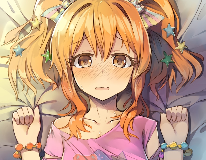 bed, idolmaster, 1080P, long, 257619, wristwear, blush, cinderella, girls, bow, tagme, com, hair, konachan, moroboshi, close, twintails, eyes, kirari