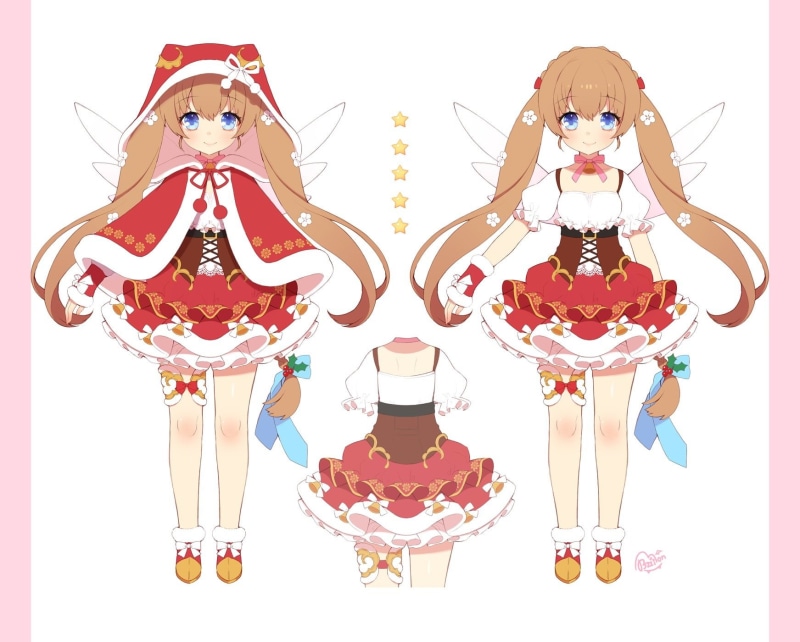 brown, signed, corset, eyes, ribbons, choker, garter, hoodie, long, wings, dress, hair, aqua, bell, byulzzimon, twintails, wristwear, cape, 720P