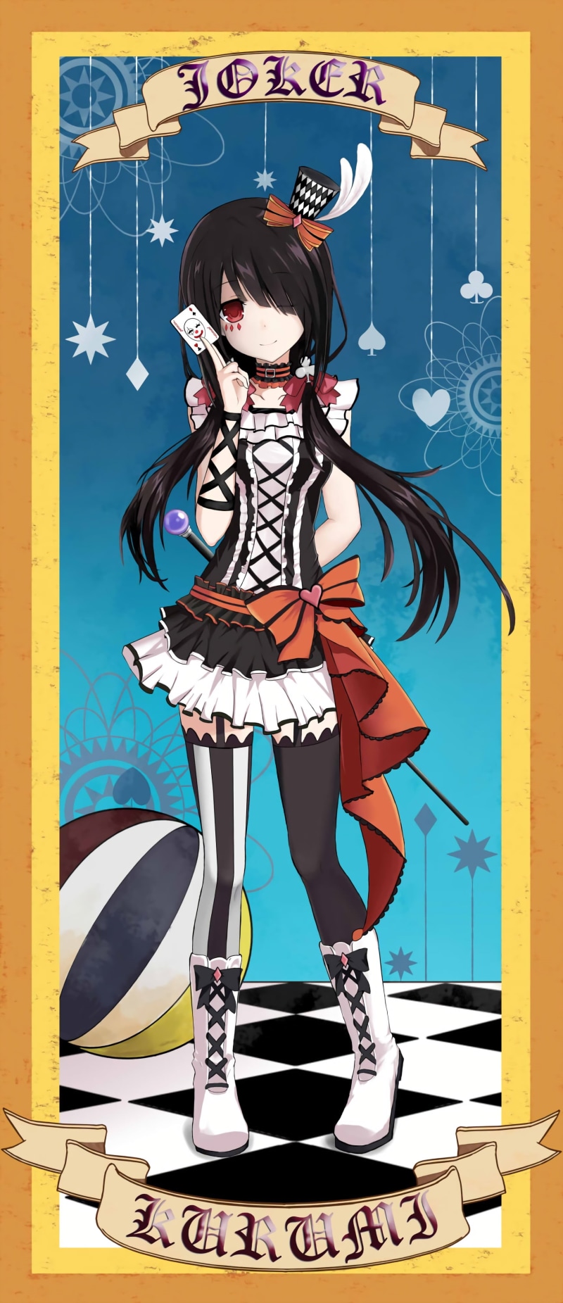 stockings, standing, indoors, offspring, anime, males, thigh-highs, full length, men, red eyes, 4K, Date A Live, representation, people, child, Tokisaki Kurumi