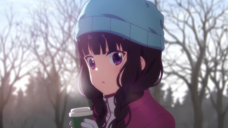 Glove, 720P, Blend S, Maika Sakuranomiya, Anime, Hat, Braid, Purple Eyes, Cup, Girl, Purple Hair, Close-Up, Blush, Blur, Sunbeam, Long Hair