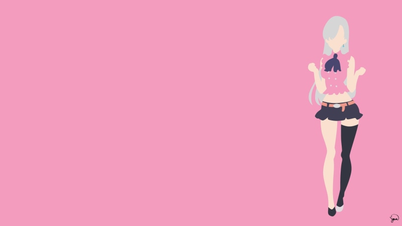 The Seven Deadly Sins, Thigh Highs, Grey Hair, Elizabeth Liones, Skirt, Minimalist, Anime, 1080P, Long Hair, Earrings, Belt