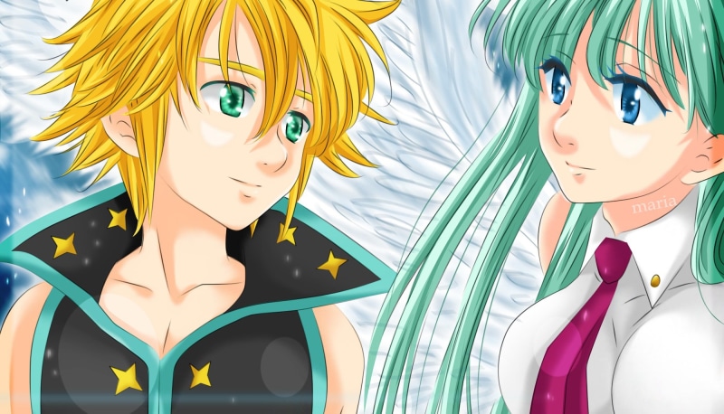 Meliodas (The Seven Deadly Sins), 1080P, Anime, Elizabeth Liones, Green Eyes, Blue Eyes, Blonde, The Seven Deadly Sins