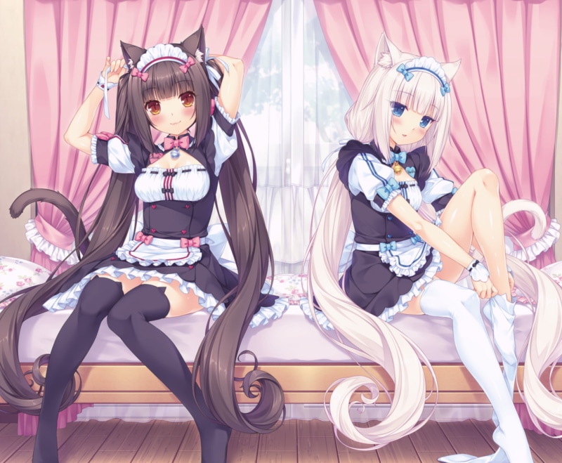 front view, lifestyles, Nekopara, Maid, Chocola (Nekopara), Dress, young women, looking at camera, real people, beautiful woman, two people, Vanilla (Nekopara)