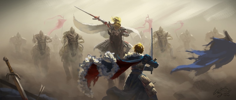 Mordred (Fate/Apocrypha), fan art, FGO, 2D, women with swords, blond hair, messy hair, long hair, 1080P, female warrior, open mouth, Saber, ponytail, Fate/Apocrypha