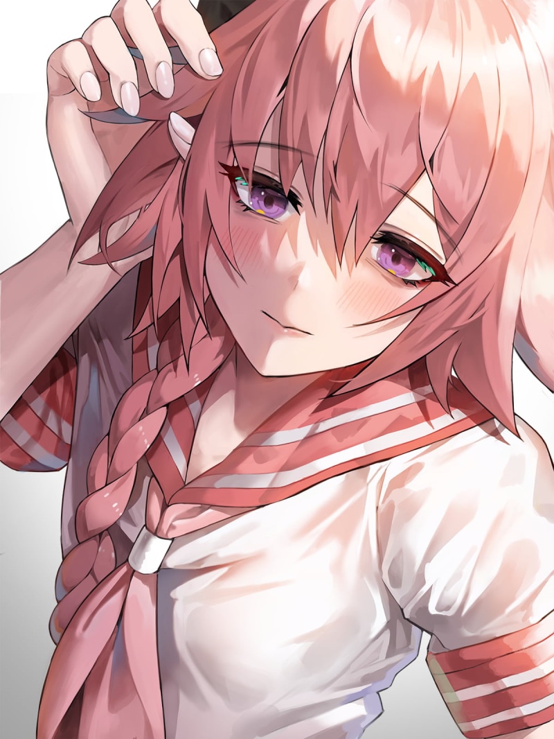 sailor uniform, 720P, Astolfo (Fate/Apocrypha), anime, Fate/Grand Order, femboy, 2D, bangs, french braid, fan art, crossdressing, Fate Series, Suou Sensei
