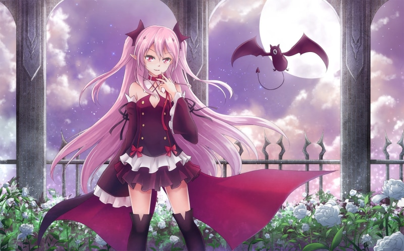 haired, pink, girl, girls, 720P, krul, anime, anime girls, seraph, vampires, character, owari no seraph, fangs, pink hair, owari, tepes, krul tepes, hair