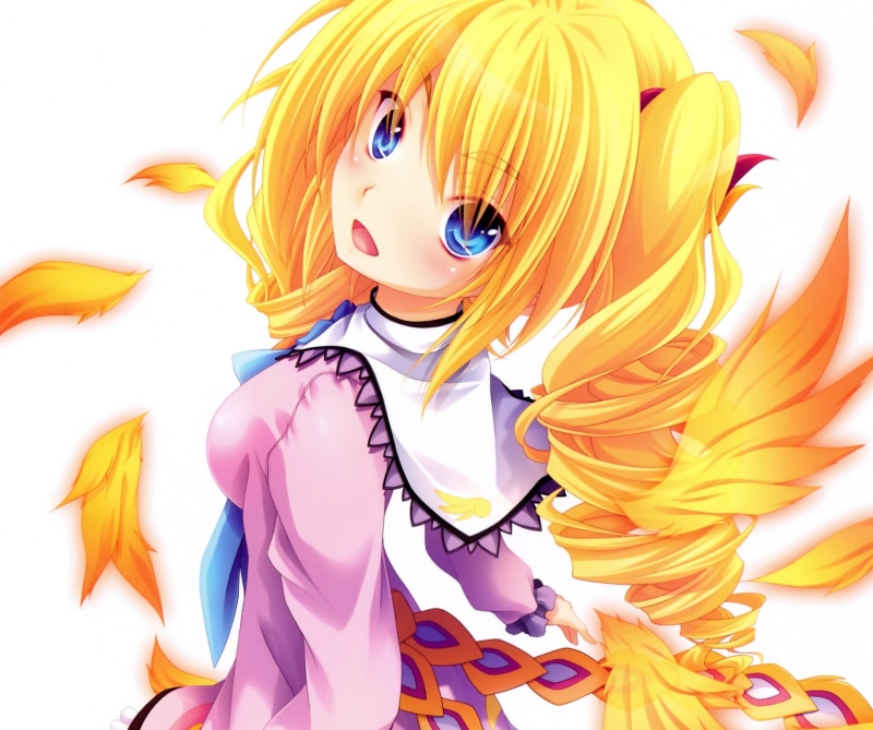 Blue Eyes, bow (Clothing), Feather, Blush, Ravel Phenex, Short Hair, Blonde, 1080P, Smile, Twintails, Anime, High School DxD