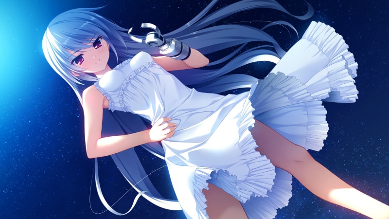 waist up, lifestyles, Grisaia No Kajitsu, young adult, blue, colored background, motion, Anime, Kazuki Kazami, blue background, young women, adult, Grisaia (Series)