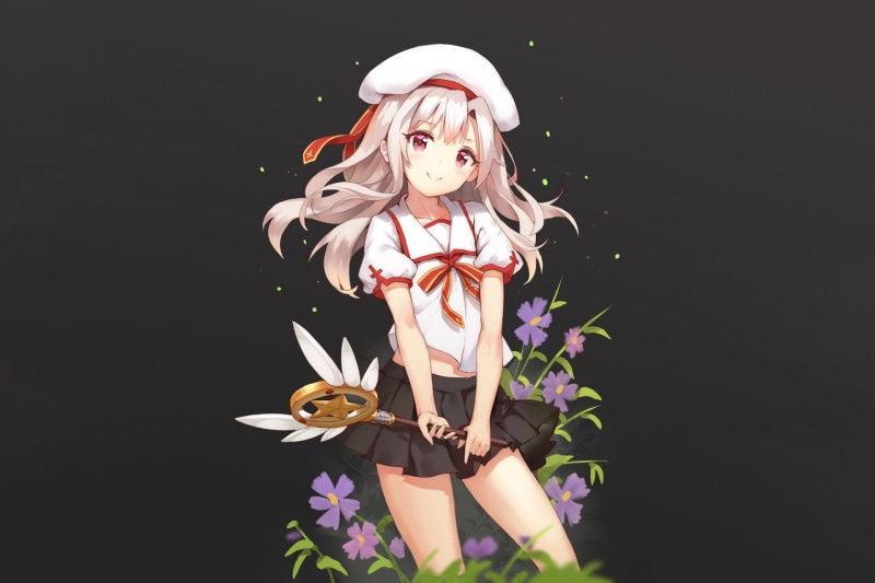 Fate/Grand Order, Fate/kaleid liner Prisma Illya, cut out, front view, creativity, flower, studio shot, one person, Illyasviel Von Einzbern, Fate Series