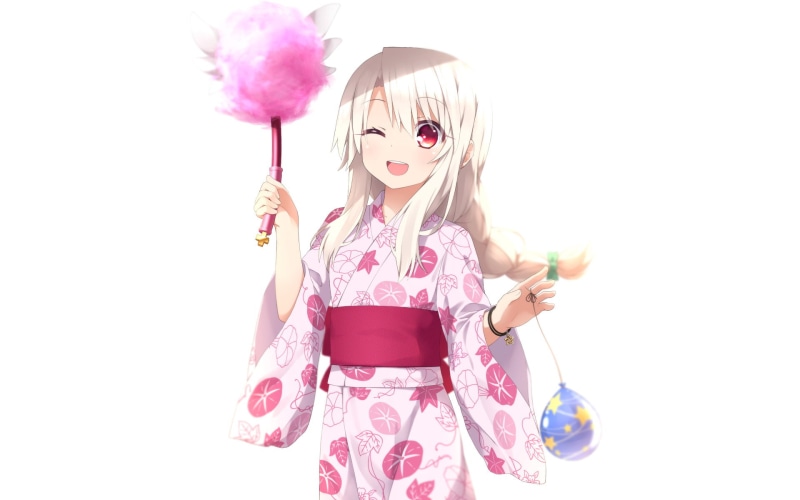 Braid, Bracelet, Wink, Girl, Anime, Kimono, Smile, Blush, Fate (Series), Blonde, 1080P, Long Hair, Fate/kaleid liner Prisma Illya, Fate Series, Illyasviel
