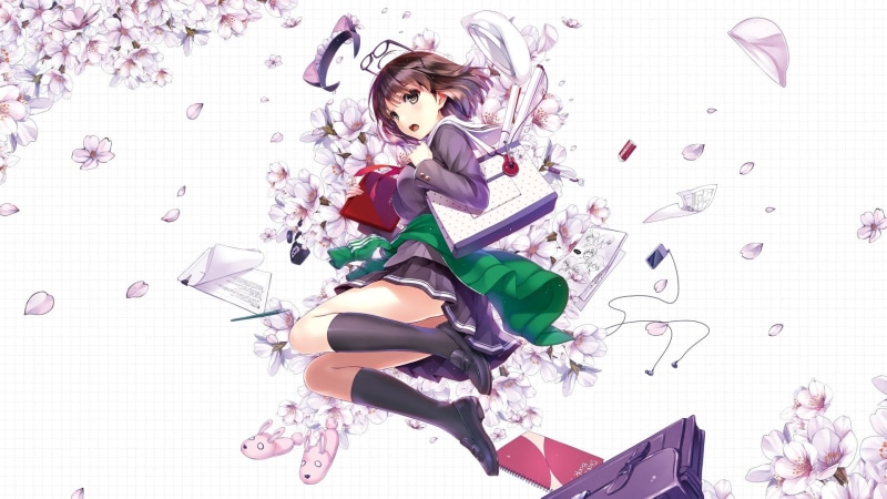 adult, Brown Hair, Brown Eyes, beautiful woman, Saekano: How to Raise a Boring Girlfriend, indoors, one person, lifestyles, shoe, looking at camera, Flower