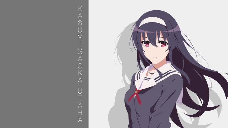 School Uniform, Red Eyes, Long Hair, Anime, Utaha Kasumigaoka, Black Hair, 1080P, Girl, Saekano: How to Raise a Boring Girlfriend