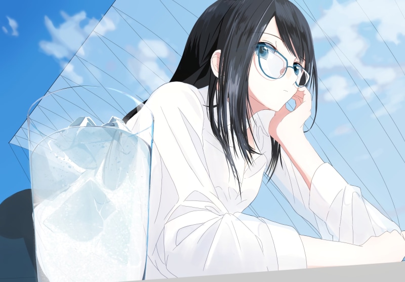 beautiful woman, long hair, outdoors, anime girls, blue eyes, young adult, leisure activity, sunglasses, nature, women, fashion, looking away, real people